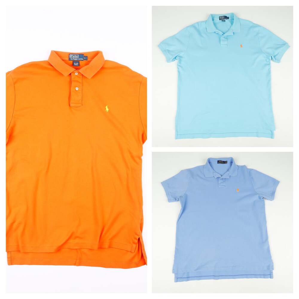 Lot of 3 Polo Ralph Lauren Mens Large Short Sleeve Polo Shirt Embroidered Pony